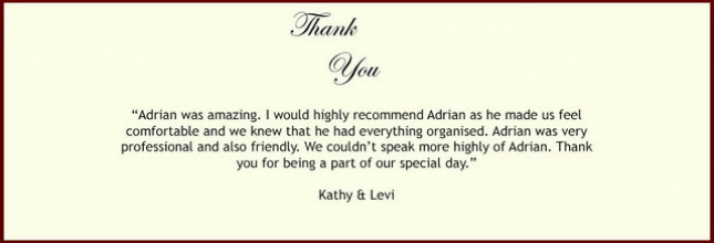 Adrian Downey NSW Celebrant Testimonials