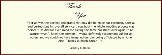 Adrian Downey NSW Celebrant Testimonials