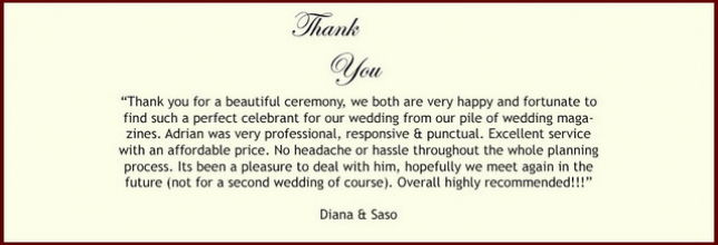 Adrian Downey NSW Celebrant Testimonials