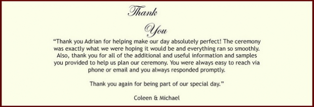 Adrian Downey NSW Celebrant Testimonials